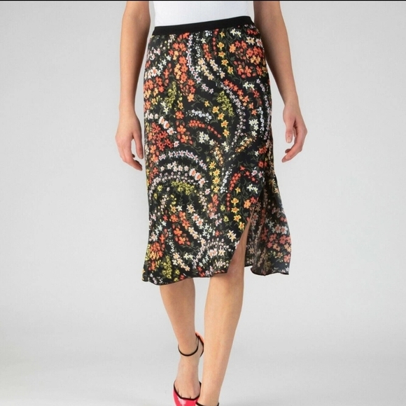 ATM Anthony Thomas Melillo Black Silky Sarin Floral Camisole Skirt Matching Set - Picture 10 of 10